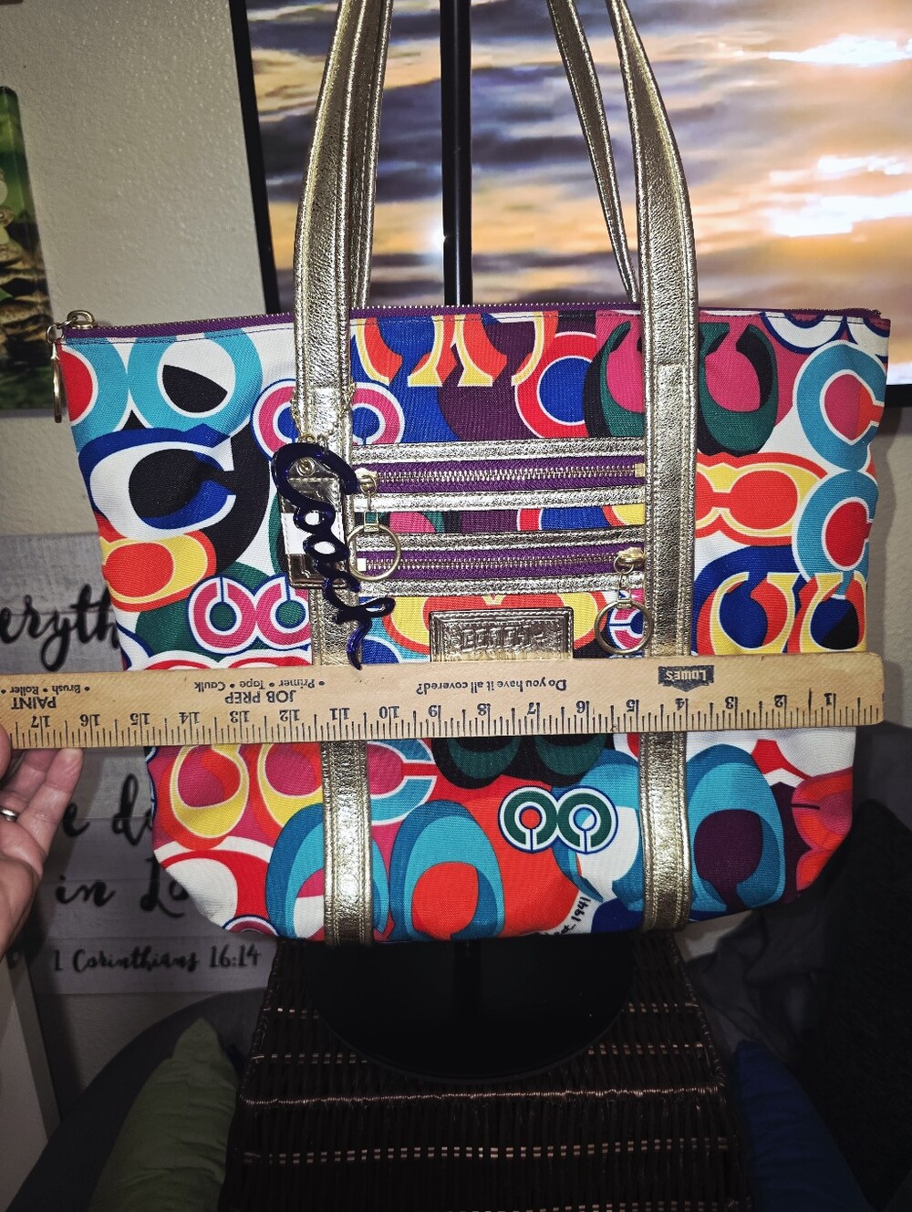 Coach Poppy Pop C Signature Graffiti Glam Tote EUC - Picture 8 of 9